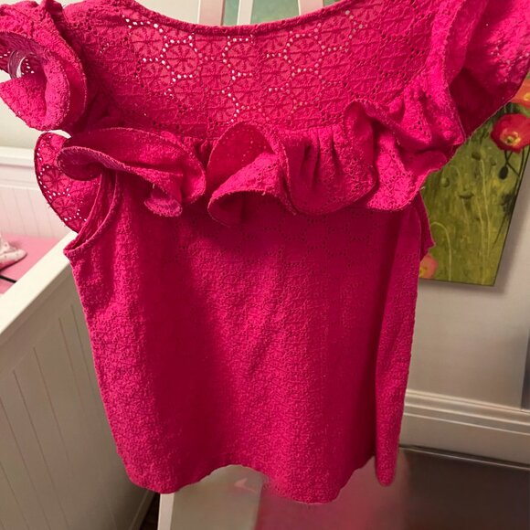 Imperial Fuchsia Sleeves Eyelet Top - Picture 2 of 7